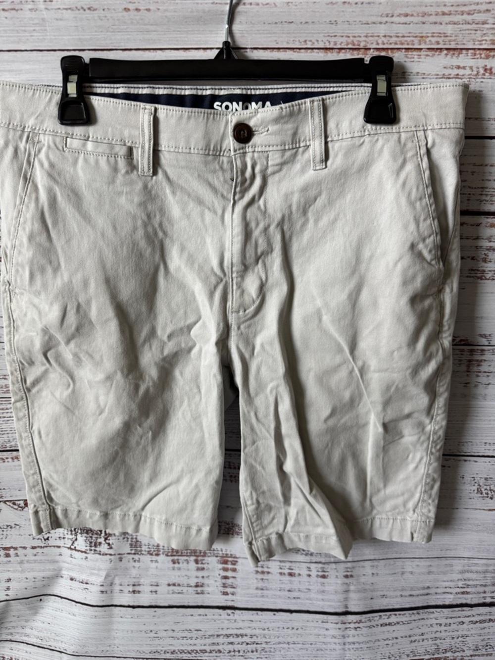 Sonoma Men's Cream Flat Front Chino Shorts